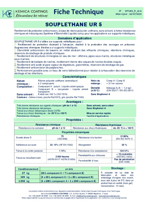 Image du document pdf : Fiche Technique SOUPLETHANE UR 5  