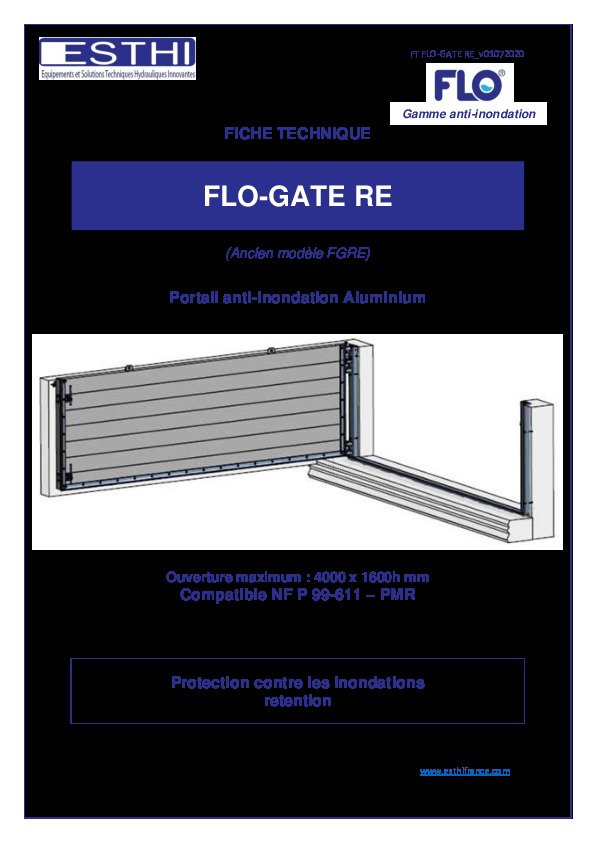 Image du document pdf : Fiche technique FLO-GATE RE   