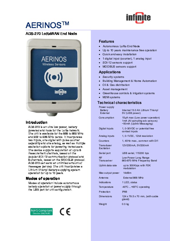 Image du document pdf : Infinite Aerinos ADS-270  