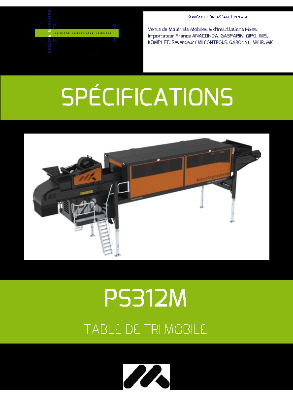 Image du document pdf : Fiche Technique_ table de tri mobile - MK - PS312M  