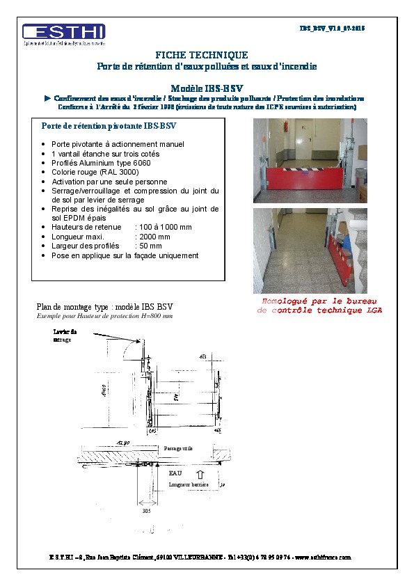 Image du document pdf : Fiche Technique Barriere IBS BSV  