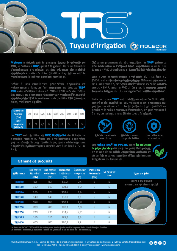 Image du document pdf : Fiche tuyau d'irrigation TR6®  