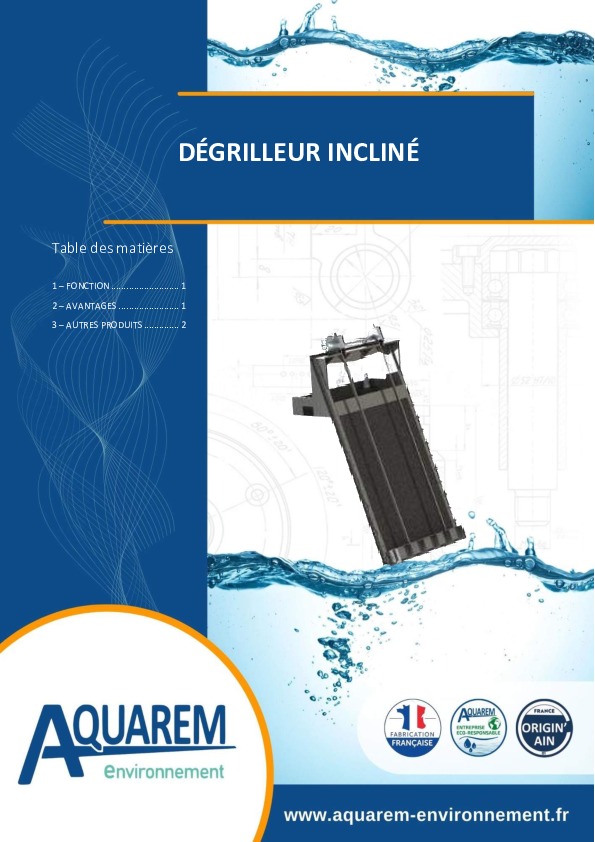 Image du document pdf : fiche produit DEGRILLEUR INCLINE AQUAREM-ENVIRONNEMENT  