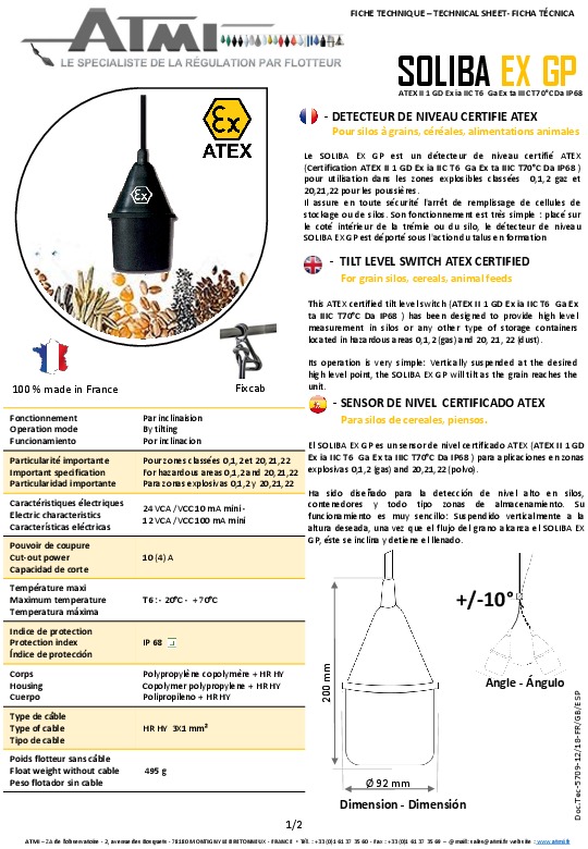 Image du document pdf : Fiche Technique SOLIBA EX GP  