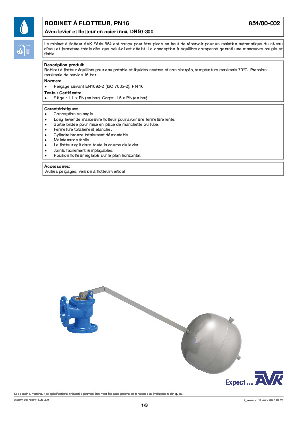 Image du document pdf : FT_Robinet flotteur Inox_854-00-002_AVK010_FR  