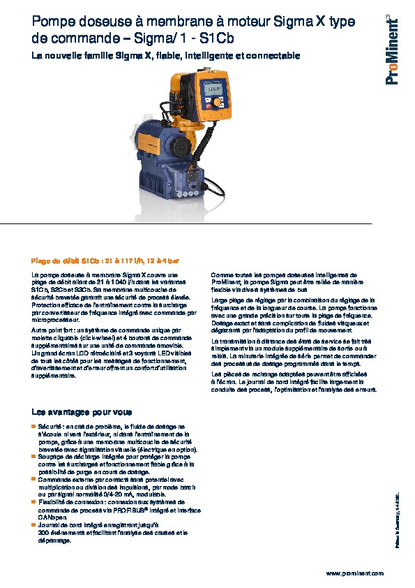 Image du document pdf : Pompes doseuses à moteur - Sigma S1Cb  