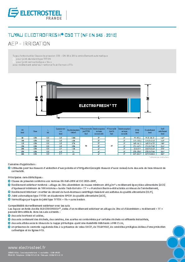 Image du document pdf : Brochure TUYAU ELECTROFRESH C50 TT  