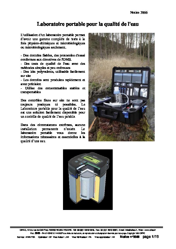 Image du document pdf : Notice commerciale - POTAFLEX - Laboratoire portable  