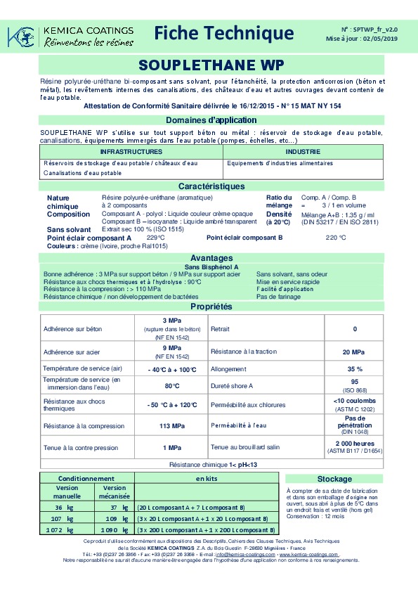 Image du document pdf : Fiche Technique SOUPLETHANE WP  