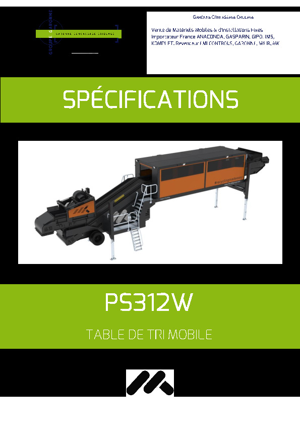 Image du document pdf : Fiche Technique_ table de tri mobile MK - PS312W  