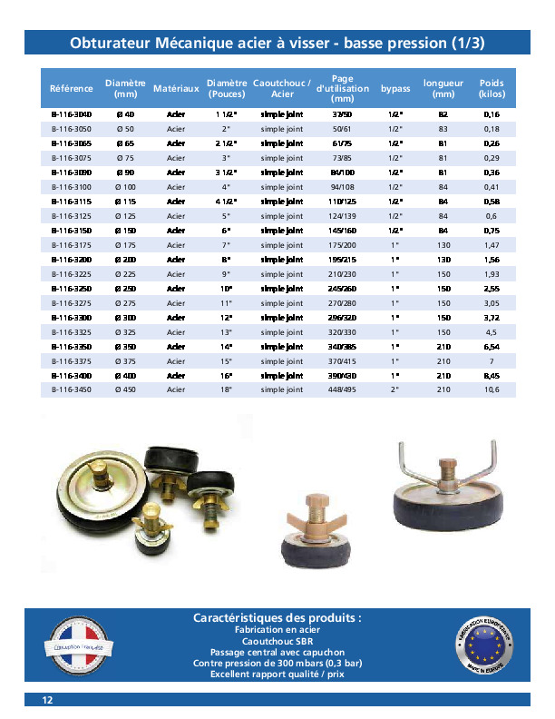 Image du document pdf : OBTURATEUR MECANIQUE ACIER ECONOMIQUE  