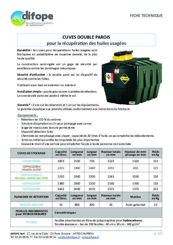 Image du document pdf : FT-CUVES RECUPERATION HUILES USAGEES - DIFOPE  