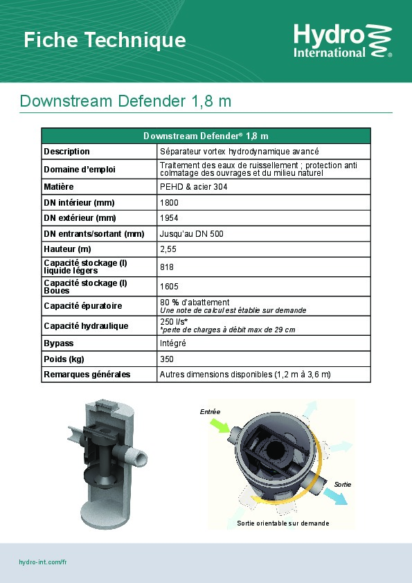 Image du document pdf : Fiche Technique Downstream Defender 1,8 m  