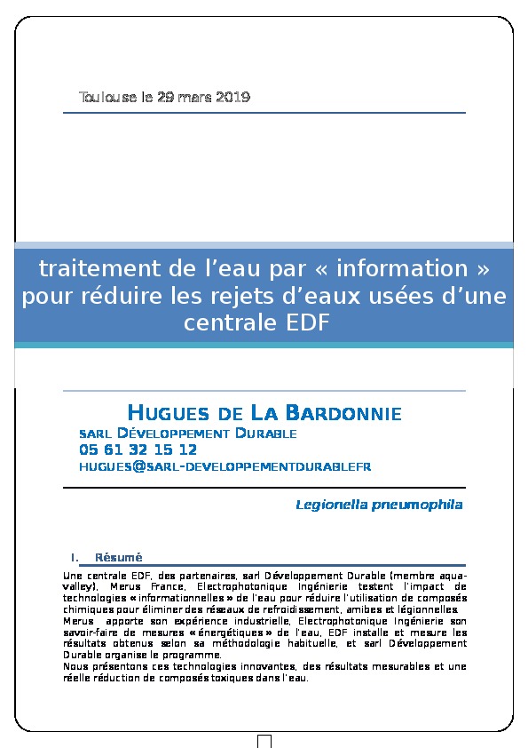 Image du document pdf : sarl Développement Durable Journée Technique Nationale : Dépôts-Biofilms .pdf  