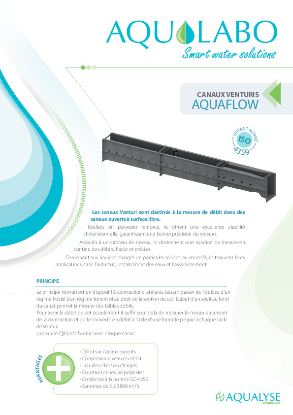 Image du document pdf : Fiche technique Canal de mesure débit AQUAFLOW  