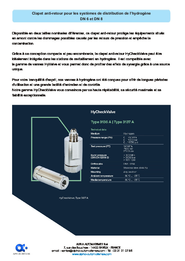 Image du document pdf : Clapet anti-retour hydroge?ne  