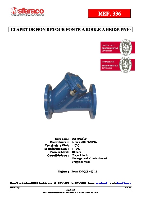 Image du document pdf : Fiche technique - Clapet 336  