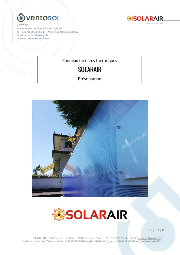 Image du document pdf : Présentation Solarair  