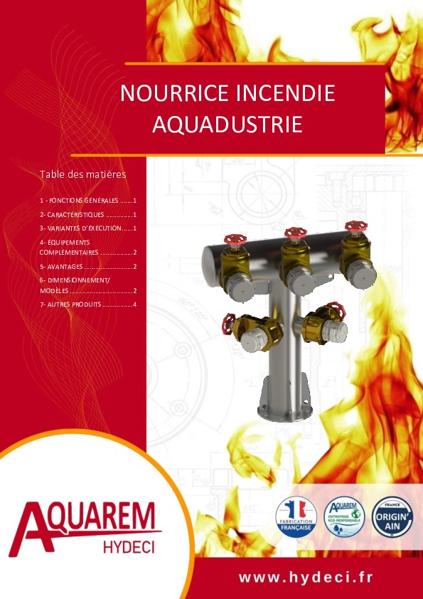 Image du document pdf : Fiche produit Nourrices incendie AQUADUSTRIE AQUAREM-HYDECI  