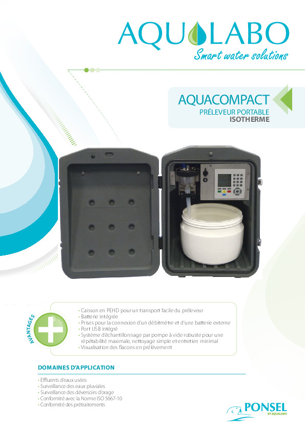 Image du document pdf : Fiche Technique Préleveur Portable isotherme AQUACOMPACT  