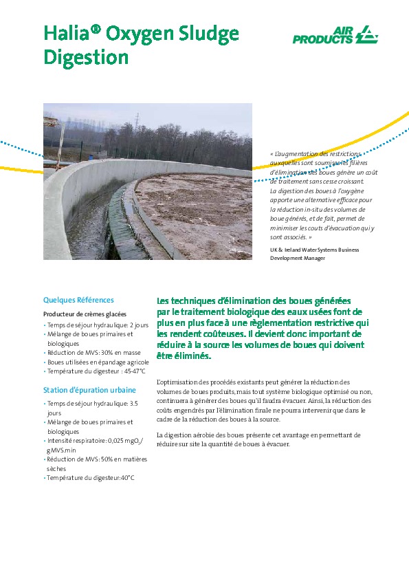 Image du document pdf : Brochure Halia® Oxygen Sludge Digestion  