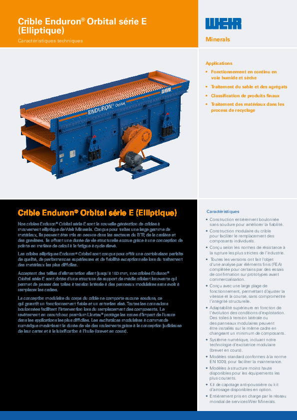 Image du document pdf : Crible Enduron® Orbital série E (Elliptique)  