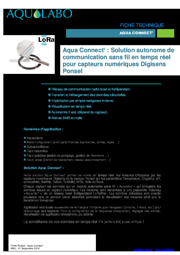 Image du document pdf : Fiche Technique Aqua Connect'  