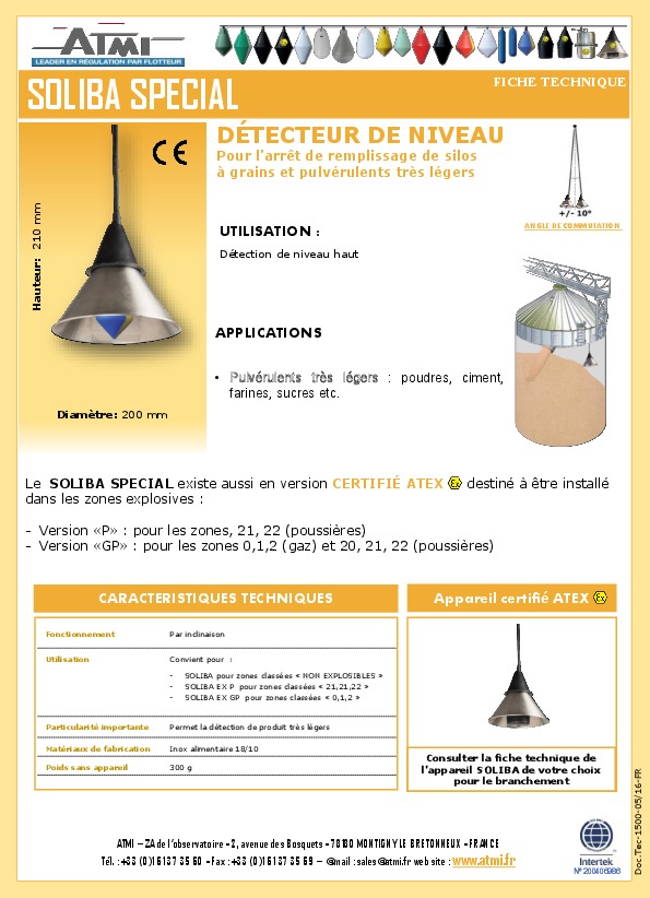 Image du document pdf : Fiche technique SOLIBA SPECIAL  