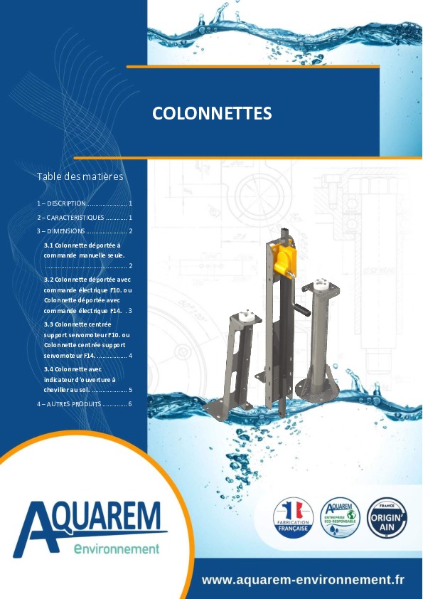 Image du document pdf : fiche produit Colonnettes AQUAREM-ENVIRONNEMENT  