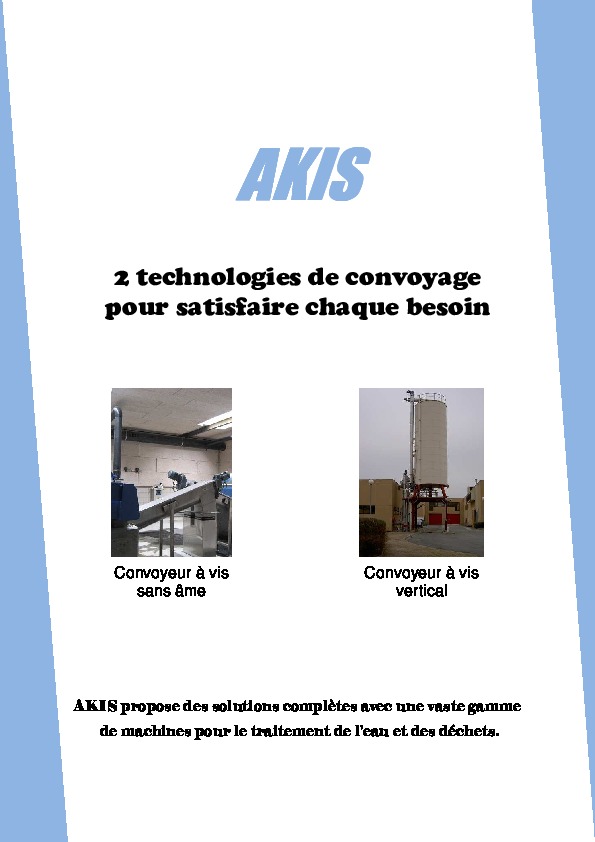 Image du document pdf : Brochure Convoyeur à vis AKIS  