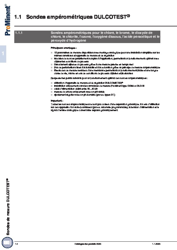 Image du document pdf : Sondes ampéromètriques - gamme _ ProMinent-2020  