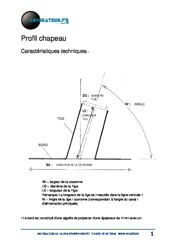 Image du document pdf : Caract&eacute;ristique technique Chapeaux feutre PU 2018  